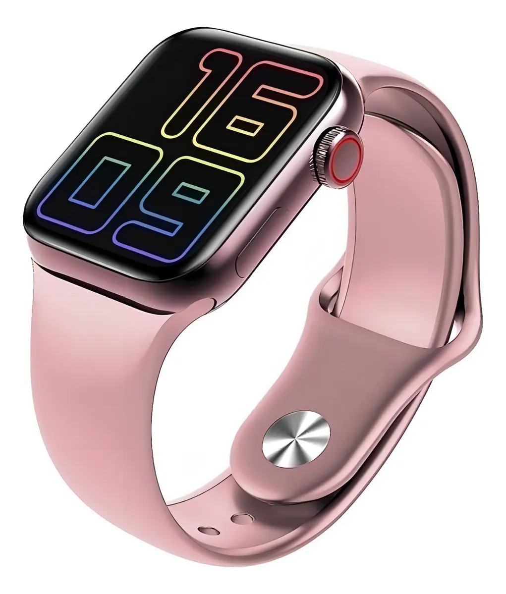 Smartwatch IWO HW12 Rose Gold, com Tela de 1.57" e Pulseira de Silicone Rosa