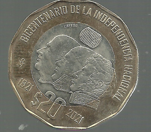 Mexico 20 Pesos 2021 Bicentenario De La Independencia   Unc