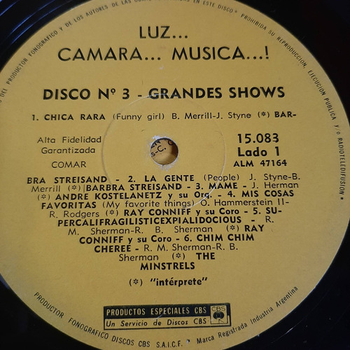 Sin Tapa Disco Luz Camara Musica Disco Nº 3 Grandes Show Bi0