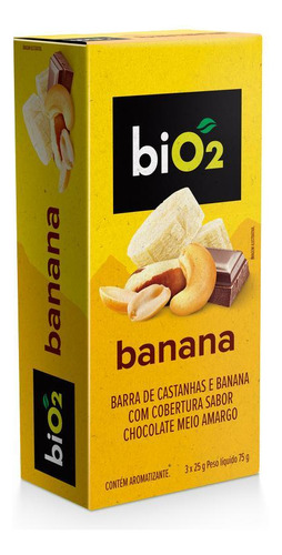 Barra De Castanhas Nuts Banana Chocolate 3 Unds De 25 G Bio2