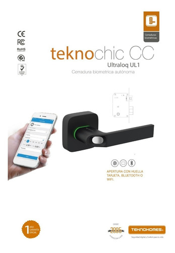Cerradura Tekno Chic Black Cc Huella Bluetooth Ultraloq Ul1