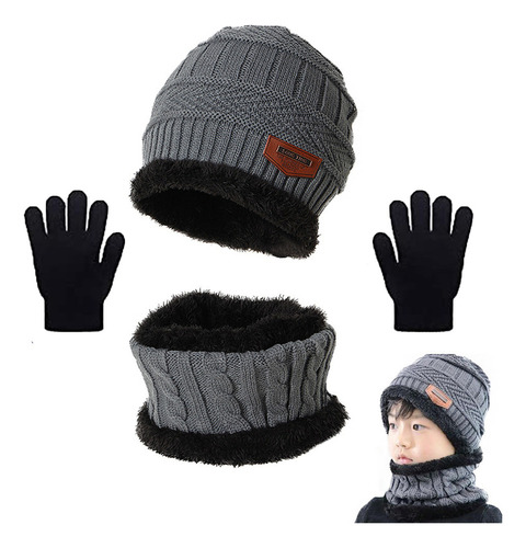 Juego De Gorro Y Bufanda De Invierno #3pcs For Niños De 5 A