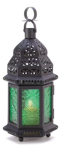 Farol Marroqui Verde De Vidrio (1 Linterna)