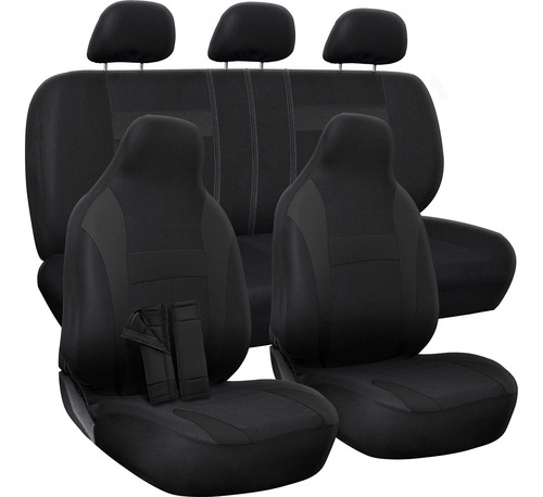 Oxgord Car Seat Cover - Poli Cloth Solid Black Con Front Low
