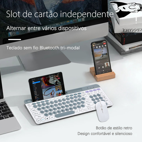Teclado E Rato Sem Fios Ultrafino Bluetooth De Modo Duplo