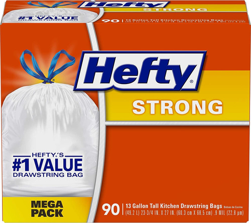 Hefty Strong Tall Kitchen Trash Bags, Unscented, 13 Gallon,