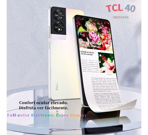 Smartphones Tcl 40 Nxtpaper Dual Sim 256 Gb Blanco 16 Gb Ram Reconocimiento Facial Cámara Elegante Batería De 5010 Mah Opalescent