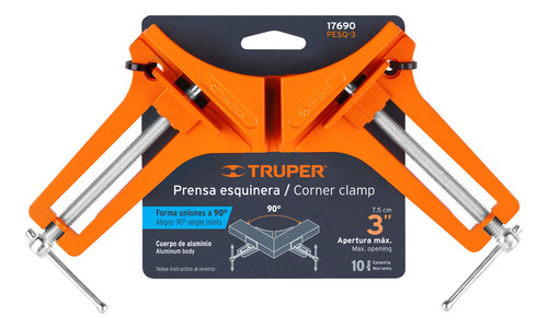 Prensa Esquinera Profesional 3'' De Aluminio Truper 17690