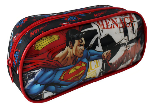 Estojo Superman Poliéster Pvc - 4 Modelos - 12x23x6 Cm