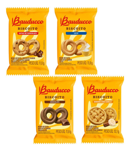 100un Biscoitos Bolacha Sortidos Bauducco Sache 11,5g