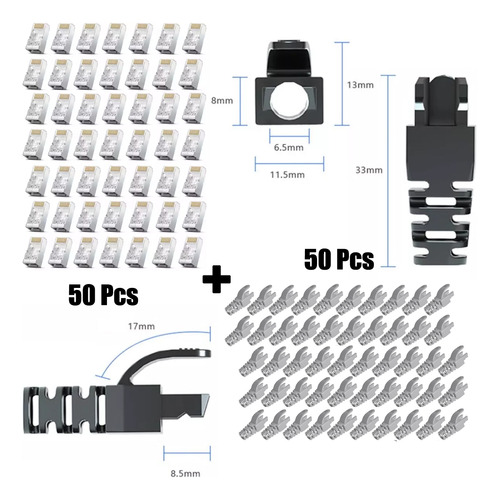 50 Conectores Rj45 Cat6 Pasantes Extremos De Cable Ethernet