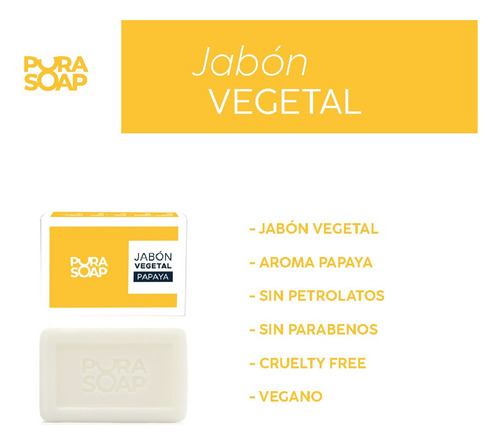 Jabón Vegetal De Papaya- Pura Soap