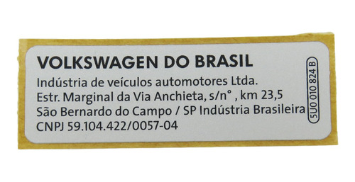 Etiqueta Cofre Motor Volkswagen Gol Polo Saveiro Virtus