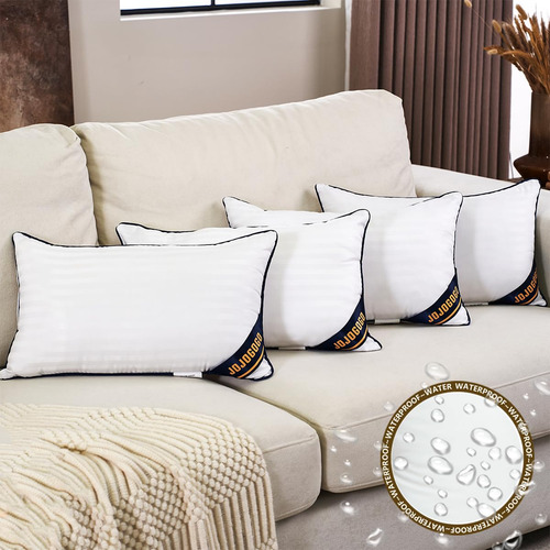 Juego De 4 Almohadas Lumbares Impermeables 30 X 50 Cm Premiu