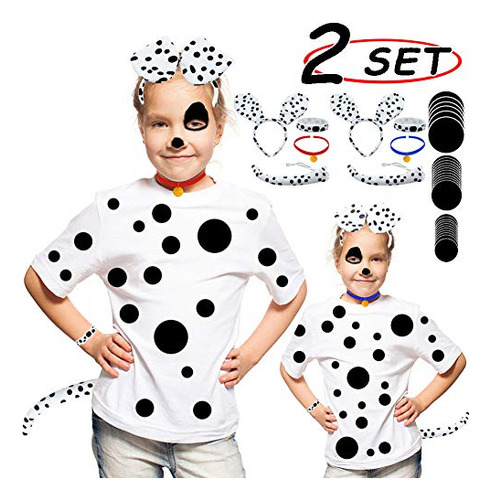 2 Set Dalmatian Traje De Perro Headband, Bow Tie, J8m6a