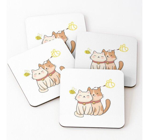Set Posavasos Abeja Y Puppycat Calidad Premium