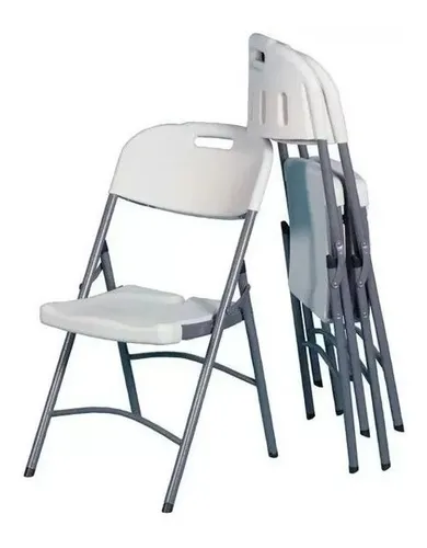 Silla Plegable De Plástico Y Acero Para Jardín Camping LG Color Blanco Blanco
