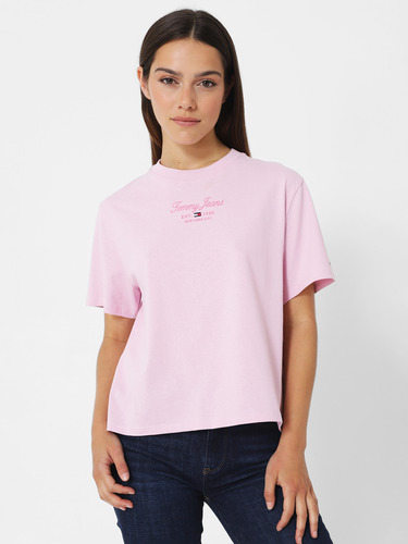 Polera Essential Classic Fit Con Logo Rosado Tommy Hilfiger