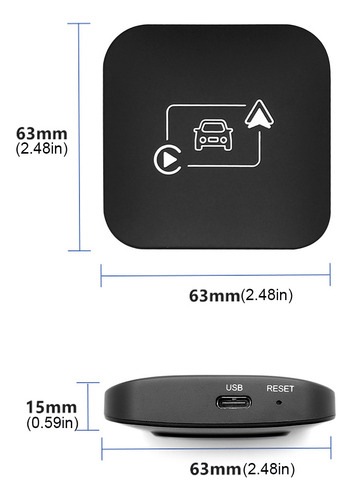 Carplay Android Auto Mini Ai Box Wifi Sem Fio