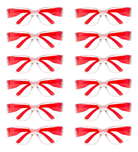 Gafas De Seguridad Bison Life - Lente Clara Y Templo Rojo