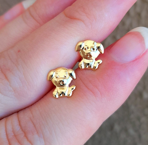 Imagem 2 de 3 de Brinco Dog Banhado A Ouro 18k El Semijoias Cachorro Infantil