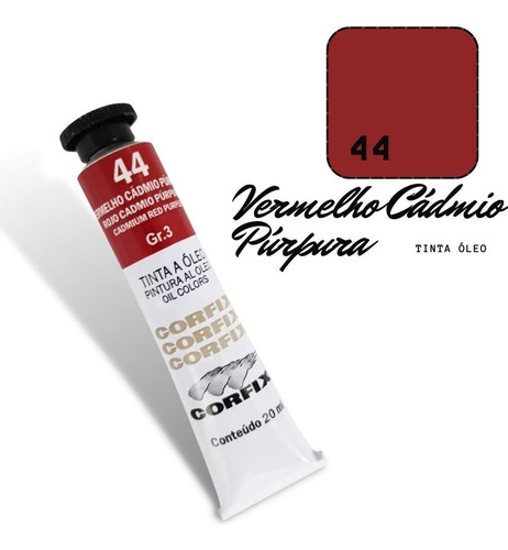 Tinta Óleo Corfix 20ml Vermelho Cádmio Púrpura 44 G3 Cor do óleo 44 Vermelho Cadmio Púrpura