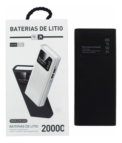 Batería Portátil 20000 Mah Indicador De Carga Y Linterna