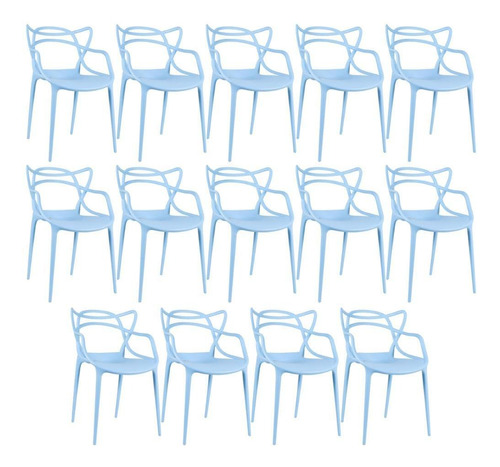 Kit - 14 X Cadeiras Masters - Allegra - Polipropileno - Estrutura da cadeira Azul-claro