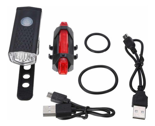 Combo Luces Recargables Bicicleta Delantera Y Trasera 300lm