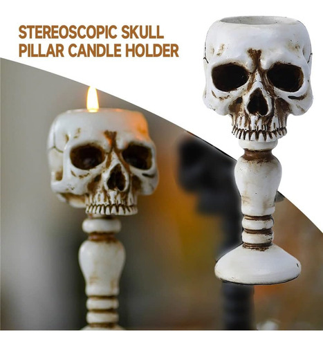 1 Portavelas De Calavera Para Decora De Halloween, Candelabr