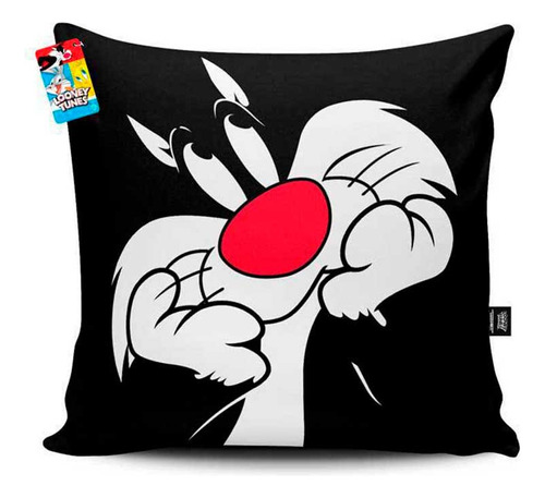 Almofada Decorativa Looney Tunes Infantil Menino E Menina Cor Preto Desenho Do Tecido Frajola 005