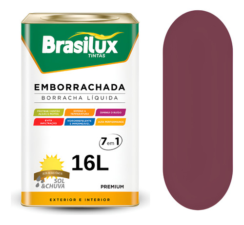 Tinta Vermelho Borgonha Emborrachada Contra Infiltração 16l