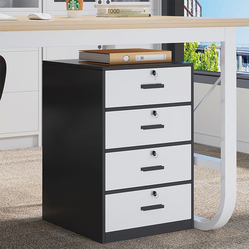 Muebles Archivero Madera Vertical 4 Gavetas Para Oficina Negro