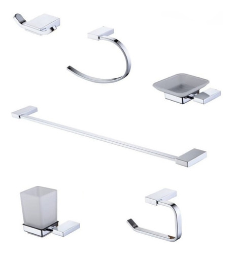 Set Kit Accesorios Baño Peirano 6 Piezas Linea 13006 Cromado