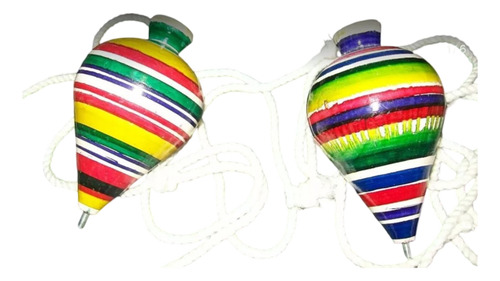 Gcg 2 Trompos De Madera Colores Tradicional Y Cuerdas Retro