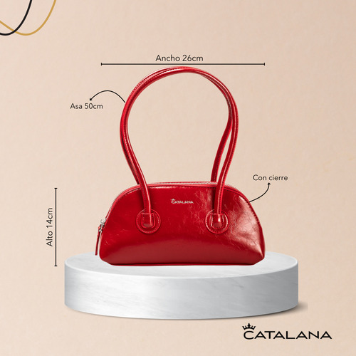Cartera Mujer Mini Bolso Baguette Eco Cuero Cherry Cherry
