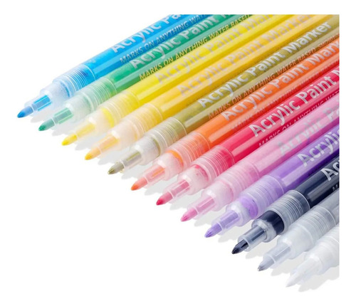 12 Marcadores Acrílicos 0.7mm Plumas Para Colorear