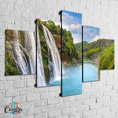 Cuadro Paisaje Cascada Decorativo Moderno Poliliptico Mundo