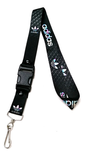 Cinta Lanyards Para Llaves adidas Negro Logo Blancas