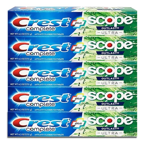 5 Crema Dental Crest Plus Scope X 178g