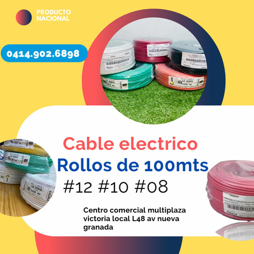 Cable Por Rollo Número 10 12 Y 08 Nacional