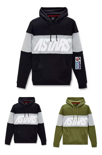 Jm Buzo Alpinestars Oficial Border Negro Gris Verde Capucha