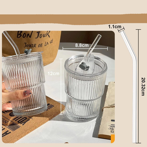 1 Juego De Vasos De Vidrio Con Tapa