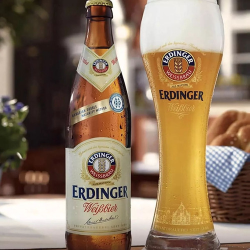6 Cervejas Alemã Erdinger Weissbier 500ml + Copo Oficial