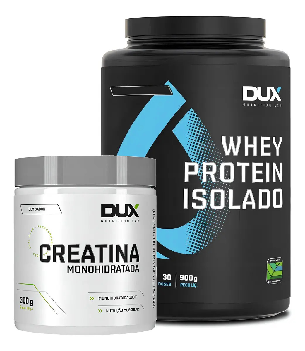 Combo Dux Whey Isolado 900g + Creatina 300g - Dux Nutrition Sabor Baunilha — foto 1 de 2