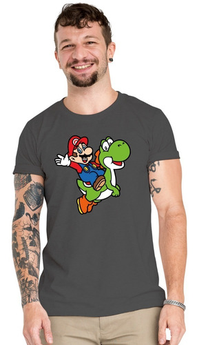 Polera Mario Yoshi Gamer Algodón Orgánico Gme29