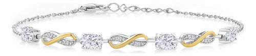 Gem Stone King Pulsera Infinita De Plata 925 Y Oro Amarillo 