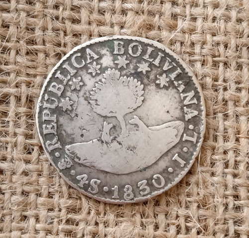 Moneda Bolivia 4 Soles 1830 Ceca Potosi Bolivar
