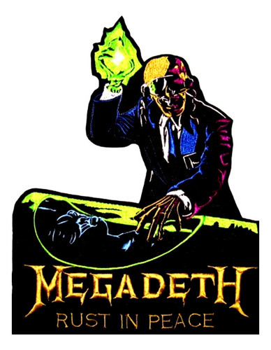 Parche Megadeth Rust In Peace Rock Metal Grande Bordado Negro