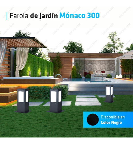 Farol Piso Jardin 30cm Exterior Led E27 Sendero Pack X4 Negro